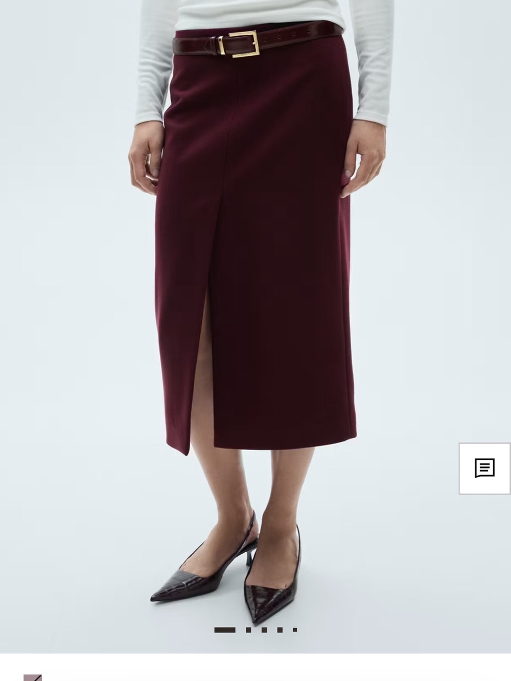Women’s Mango Burgundy Midi Pencil Skirt with Front Slit